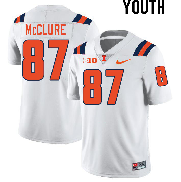 Youth #87 Tyler McClure Illinois Fighting Illini College Football Jerseys Stitched-White